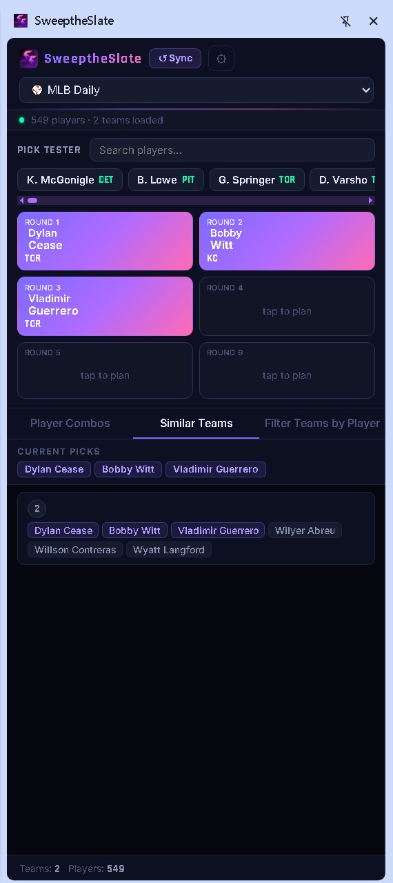 Similar Teams section
